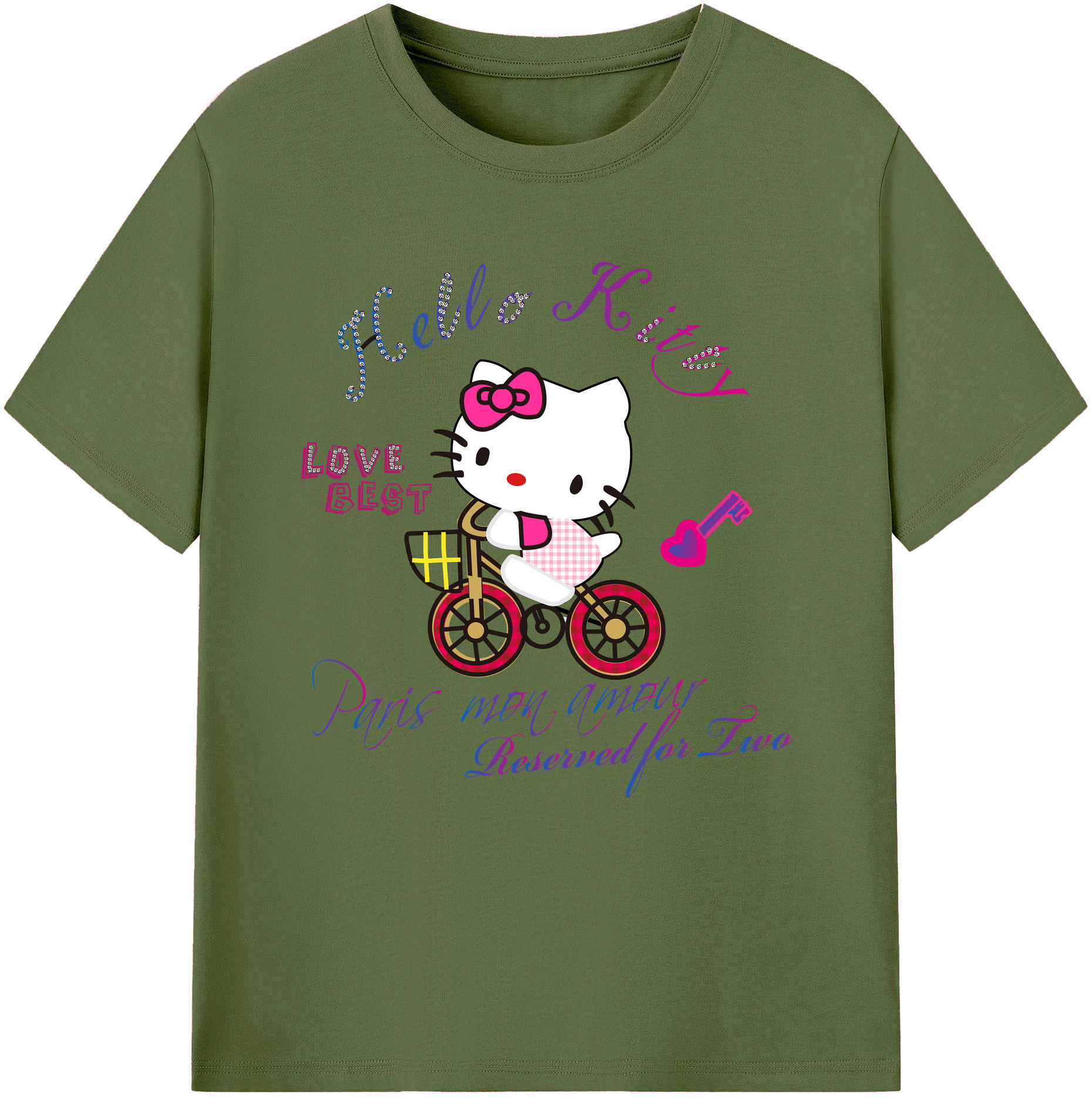 （画像用） Hello Kitty ハローキティ 綿100％半袖Tシャツ（フロントプリント）
